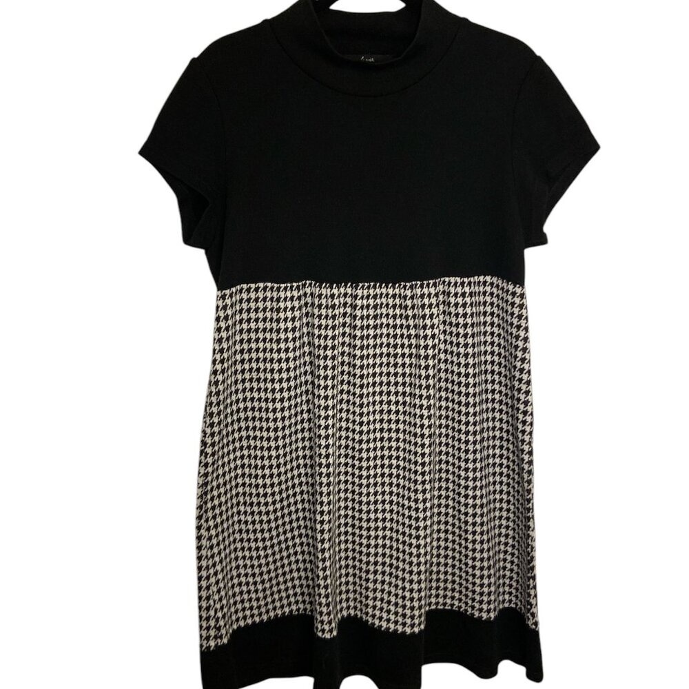 Lemmie Sweater Dress Black and White Houndstooth Size‎ Large